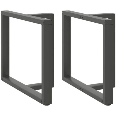 Image of vidaXL Dining Table Legs T Shaped 2pcs Anthracite Steel 100x35cm Adjustable, Durable, Modern