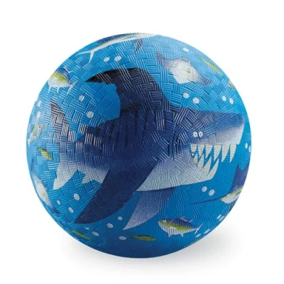 Image of Crocodile Creek Small Rubber Playground Ball 7 Size for Kids 3 Years and Up Ships Inflated &amp; PVC Free Durable Design Indoor, Outdoor Games Active Sports Shark Reef