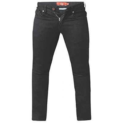 Image of Duke London D555 Mens Big Size Tapered Fit Stretch Jeans in Black (Claude) 50W x 32L