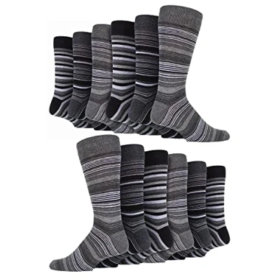 Image of 12 Pair Multipack Mens Cotton Colourful Striped Dress Socks Sock Snob Patterned Business Casual (6 11, Buenos Aires)
