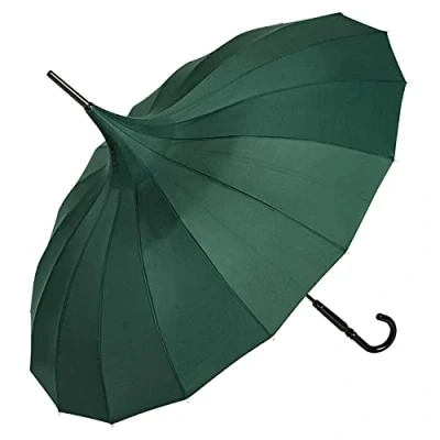 Image of Von Lilenfeld Women&#039;s Charlotte Pagoda Umbrella, Green, 87/90, Umbrella cane