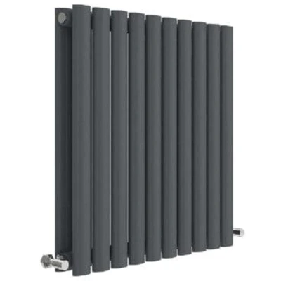 Image of Hudson Reed Revive Double Designer Horizontal Radiator 600mm h x 586mm w Anthracite