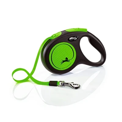 Image of Flexi New Neon Tape Green Medium 5m Retractable Dog Leash/Lead for dogs up to 25kgs/55lbs