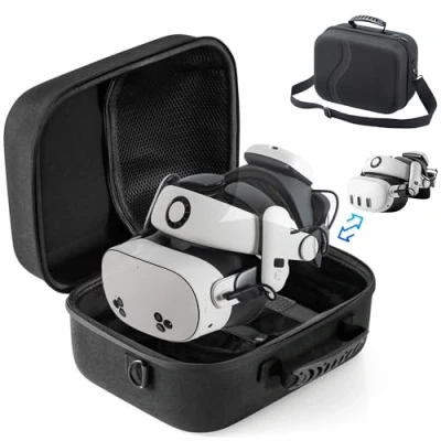 Image of Large Carrying Case for Meta Quest 3S, Upgraded Hard Travel Compatible with BOBOVR S3 Pro/Kiwi Design Battery Head Strap and Other Accessories, Storage Soft Lining Oculus 3S