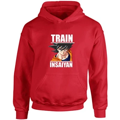 Image of Train Insaiyan, Kids Printed Hoodie Fire Red/White/Transfer 9 11 Years