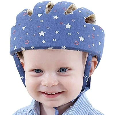 Image of IULONEE Baby Helmet Toddler Protective Hat Infant Head Cotton Adjustable Safety (Starry Blue)
