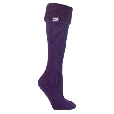 Image of HEAT HOLDERS Ladies Thermal Winter Warm Wellington Boot Socks UK Size 4 8 (Purple)