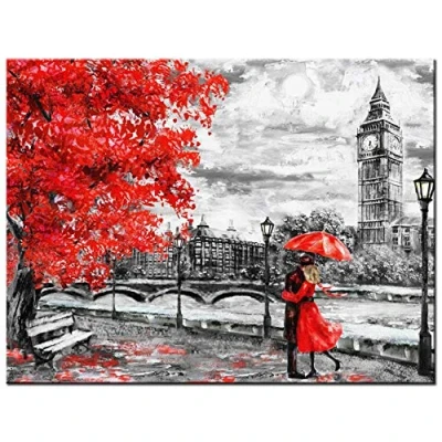 Image of 5D Diamond Painting by Number Kits, London Big Ben Lover Landscape 30x40cm 12x16in Pictures Small Size Embroidery Art Full Drill Rhinestone Crystal Cross Home Wall Decor Gift
