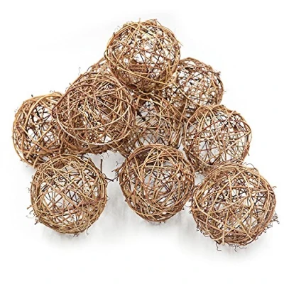 Image of Natural Wicker Rattan Hanging Balls for Wedding Party Decoration Ornaments 10CM Pack of 12