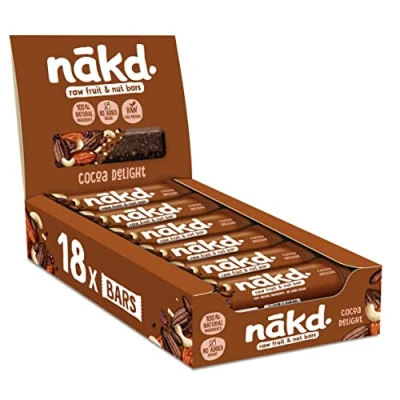 Image of Nakd Cocoa Delight Natural Fruit &amp; Nut bars Vegan Healthy Snack Gluten Free 35g x 18