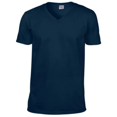 Image of Gildan Men&#039;s Soft Style V Neck T Shirt, Blue (Navy), Medium