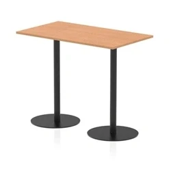 Image of Italia 1400 x 800mm Poseur Rectangular Table Oak Top 1145mm High Black Leg