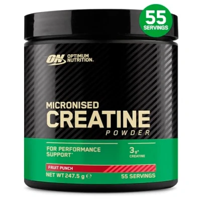 Image of Optimum Nutrition Fruit Punch Flavour Creatine Monohydrate Food Supplement Powder with Sweeteners 55 Servings, 247g