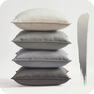 Image of Topfinel Grey Cushion Covers 45cm x Summer Sofa Bed Colorful Cushions Soft Pillow Case 18x18 Velvet Scatter Decorative Cover for Livingroom Bedroom Invisible Zipper,Set of 4