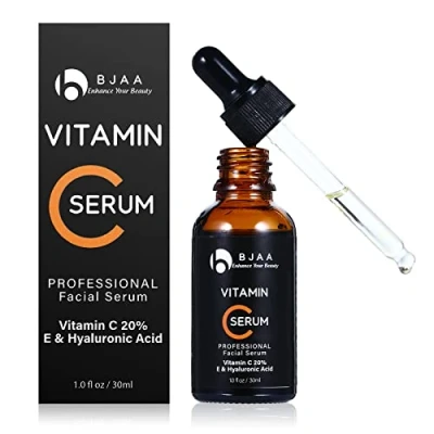Image of BJAA PREMIUM Vitamin C Serum For Face Fights Wrinkles &amp; Even Tone, Dark Spot Remover Firming Anti Wrinkle Cream Brightening Dull, Tired Skin All Types (30ml)