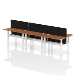 Image of Air B2B 1200x600mm Adjustable 6P Bench Desk CP Walnut/White + Screen