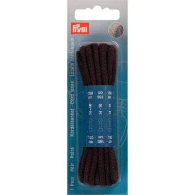 Image of Prym Round Laces, Cotton, Brown, 150 cm x Ø 5 mm, Braun, 2 Stück