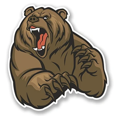 Image of 2 x 10cm Angry Brown Bear Vinyl Sticker Bike Laptop Car Motorbike Helmet #5552 (9.5cm Wide Tall)