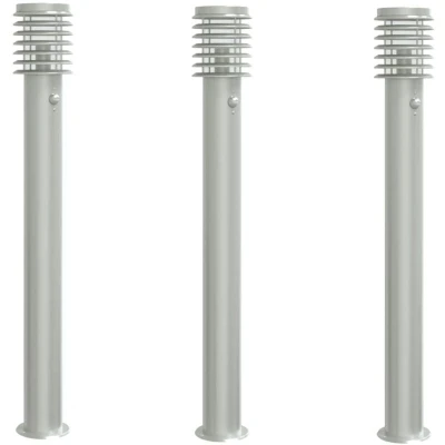 Image of vidaXL Outdoor Floor Lamps with Sensors 3pcs Silver 110cm Stainless Steel