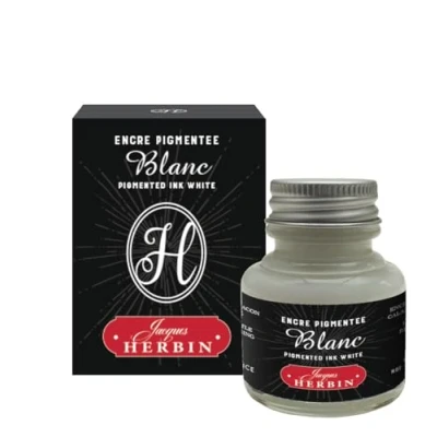 Image of Herbin 13501T Bottle of pigmented ink for fountain pens 30 ml, White