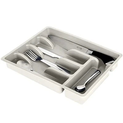 Image of Vilde Drawer Insert Cutlery Tray Organiser Kitchen with 5 Compartments Ash Grey 36 x 25.5 6 cm