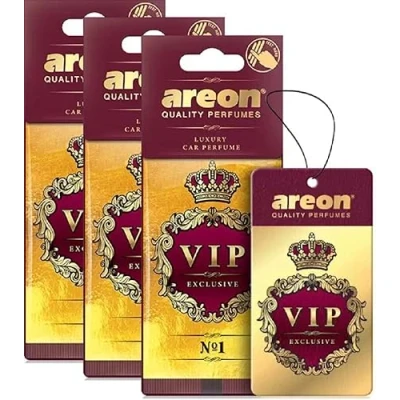 Image of AREON VIP Hanging Cardboard Air Freshener for Car, Home &amp; Office Premium Cologne Perfume with Natural Fragrances Long Lasting, Fresh, Luxurious Scent Stylish Design № 1, Pack of 3