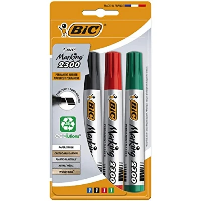 Image of BIC Marking 2300 Permanent Markers Chisel Tip Assorted Colours 4 Pack