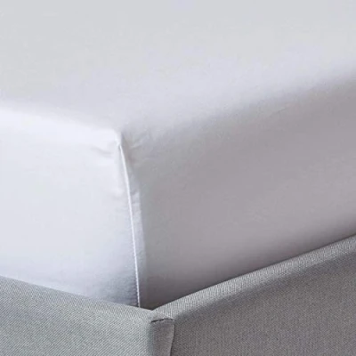 Image of HOMESCAPES 1000 Thread Count Egyptian Cotton White Deep Fitted Sheet (12) Double Luxury Bed with Fully Elasticated Skirt