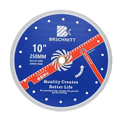 Image of Super Thin Diamond Porcelain Saw Blade with x Teeth,BRSCHNITT 250mm Arbor 25.4mm 20mm 16mm Angle Grinder Cutting Disc for Dry/Wet Tile Ceramic Marble Granite