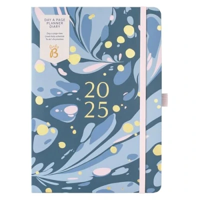 Image of Busy B 2025 Diary Day A Page Planner A5 Marble Design for Weekly Compact with Hour by Layout, To Do Lists &amp; Notes Ideal Students, Teachers Professionals