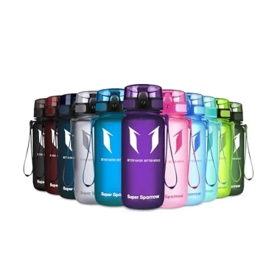 Image of Super Sparrow Sports Water Bottle 1000ml Non Toxic BPA Free &amp; Eco Friendly Tritan Co Polyester Plastic For Running, Gym, Yoga, Outdoors and Camping