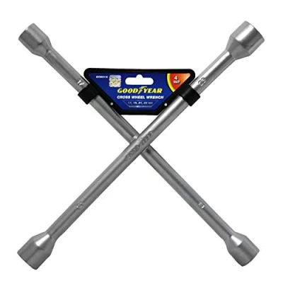 Image of Goodyear Professional Fixed 4 Way Cross Wheel Wrench Nut 17/19/ 21 / 23mm Car Truck Van Tyre Heavy Duty