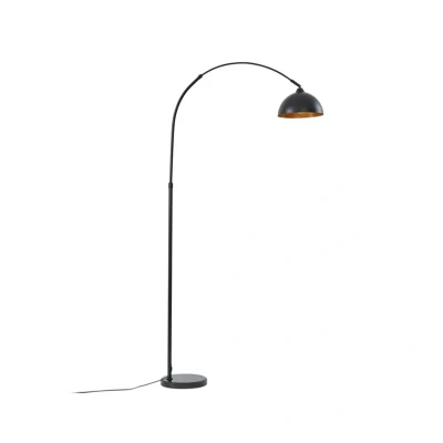 Image of Lindby Tonka floor lamp, black/gold, metal, Ø 25 cm