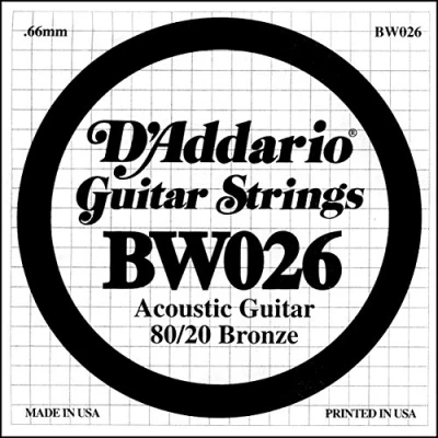 Image of D&#039;Addario .026 Bronze Wound Single String for Acoustic Guitar