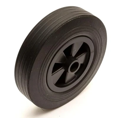 Image of Jockey Wheel 200x50 Solid Rubber Tyre 8 Inch Black 20mm Bore Fits Trailer 200 x 50 mm / 8x2