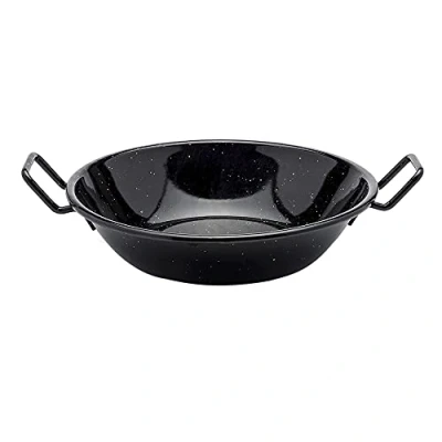 Image of Enamel Kadai Wok Pan 20cm Non Stick Karahi Kadhai with Handles Deep Frying Cooking Serving Dish Heavy Duty Indian Samosa Paella (20cm)