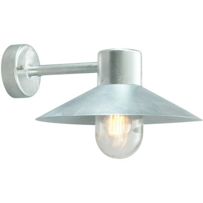 Image of Lund 1 Light Outdoor Fisherman Dome Wall Lantern Galvanised IP55, E27