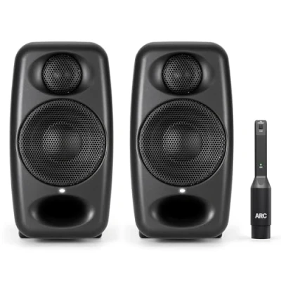 Image of IK Multimedia iLoud Micro Monitor Pro Pair 2 Way bi amped, highly portable, digitally controlled compact reference studio monitors. X MONITOR. Incl. ARC calibration mic. Black.