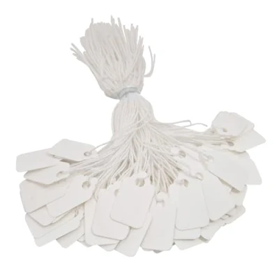 Image of Swift Strung Tags White Card Clothing Parcel Label String Hanging Gift Swing Tickets Kraft Hang Price Labelling 37mm x 24mm (Pack of 1000)
