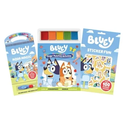 Image of Anila&#039;s Bluey Activity Set with Aqua Magic, Painting &amp; Sticker Book.