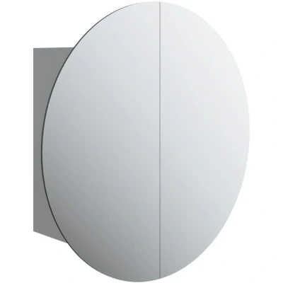 Image of vidaXL Bathroom Cabinet with Round Mirror&amp;LED Grey 40x40x17.5 cm