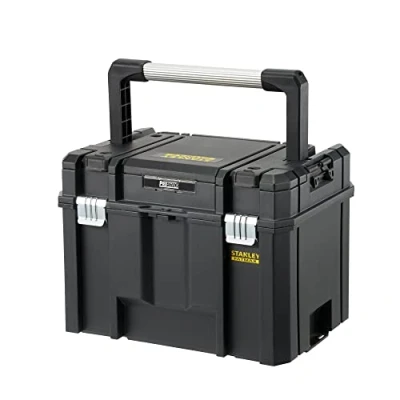 Image of Stanley FatMax FMST1 75796 23 Litre Deep Tool Box, Black/Silver, Stackable via Side Connection System