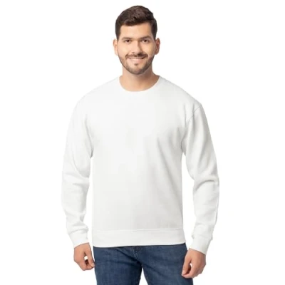 Image of Fruit of the Loom Men&#039;s Eversoft Fleece Crewneck Sweatshirts, Moisture Wicking &amp; Breathable, Sizes S 4x Shirt, White,