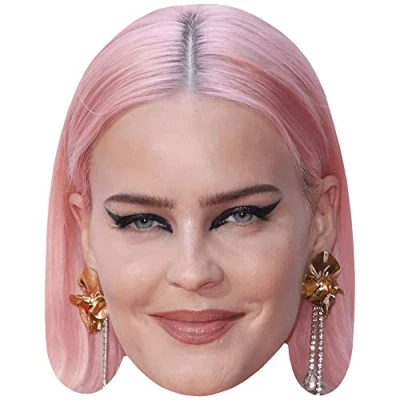 Image of Anne Marie (Pink Hair) Celebrity Mask, Flat Card Face, Fancy Dress Mask