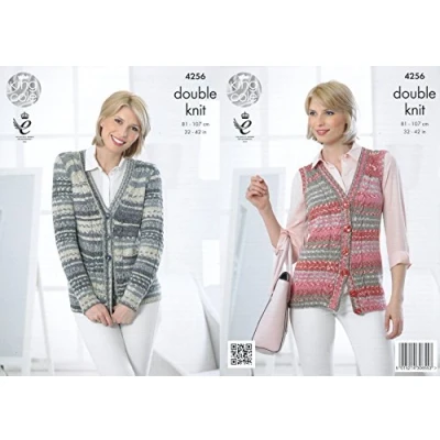 Image of King Cole Ladies Double Knitting Pattern Womens Cable Knit Cardigan &amp; Waistcoat Drifter DK (4256)