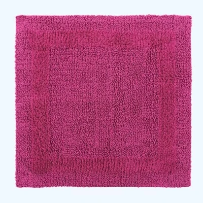 Image of HOMESCAPES Small Bath Mat, Luxury 1600gsm Extra Soft 100% Cotton, Reversible Bathroom Mats Non Slip, Washable, Super Absorbent, Quick Dry Raspberry Pink Rug 50x50 cm Square