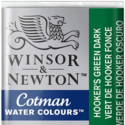 Image of Winsor &amp; Newton Cotman Watercolour Paint Half Pan Hookers Green Dark 312