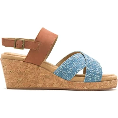 Image of Hush Puppies Women&#039;s Willow X Band Ladies Heeled Sandals, Denim, 7 UK