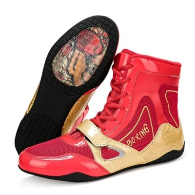 Image of Kraftpaid Boxing Boots Mens Boys,Boys Footwear Shoes,Wrestling Shoes Teenagers,Rubber Sole,Breathable Non Slip,for Fighting Powerlifting Bodybuilding Footwear.