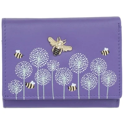 Image of Mala Leather Moonflower Collection Small Purse RFID Blocking 3552_56 Purple